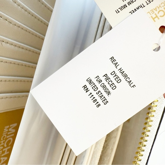 NWT Michael Kors Jet Set Travel Wristlet Wallet in Cream Leopard Calf Hair - Picture 6 of 6